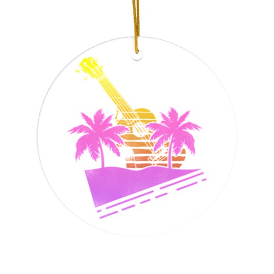 Hawaiian Ukulele Uke 80S 90S Ceramic Ornaments