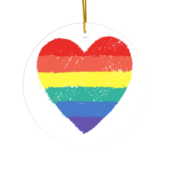 rainbow heart Ceramic Ornaments