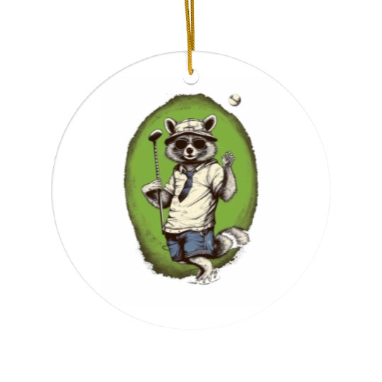 Golfer Raccoon Golf Club Golf Player Golfing Ceramic Ornaments