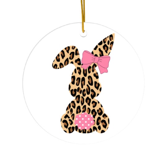 Easter Leopard Plaid Buffalo Rabbit Easter Day Ceramic Ornaments