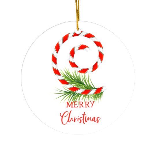 Merry Christmas Candy Cane Ceramic Ornaments