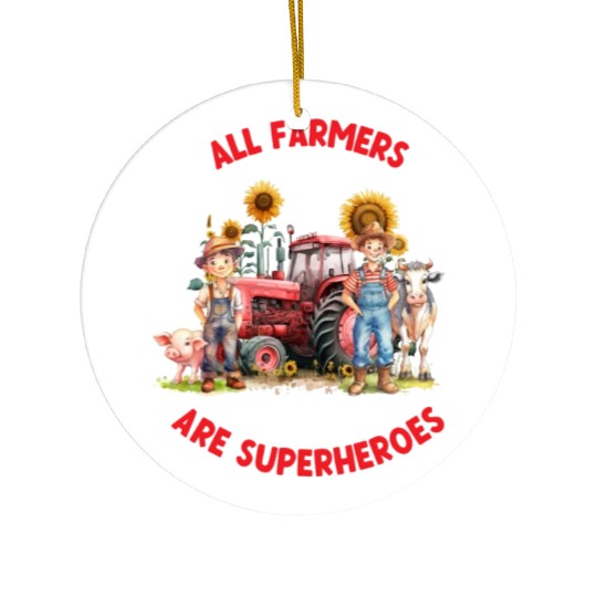 All farmers are superheroes Ceramic Ornaments