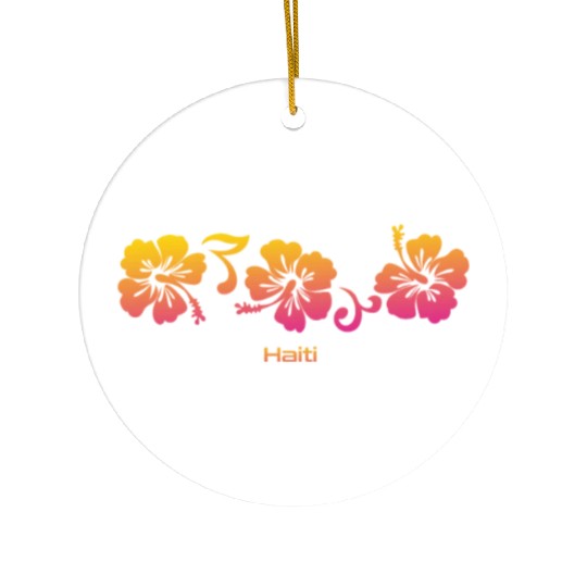 Haiti Hibiscus Souvenir Vacation Ceramic Ornaments