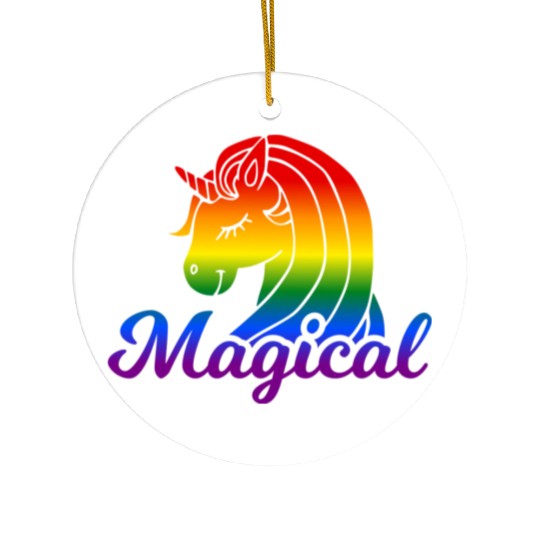 Magical Rainbow Unicorn | TTRPG Pride Ceramic Ornaments