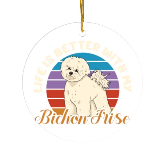 Life Is Better With My Bichon Frise Retro Vintage Ceramic Ornaments