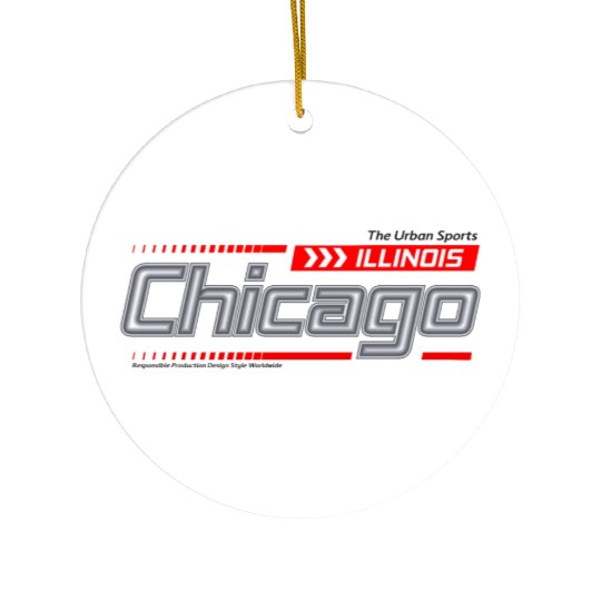 Illinois Chicago city racing typeface Ceramic Ornaments