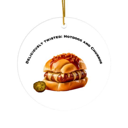 Hotdog bun with churros Ceramic Ornaments design