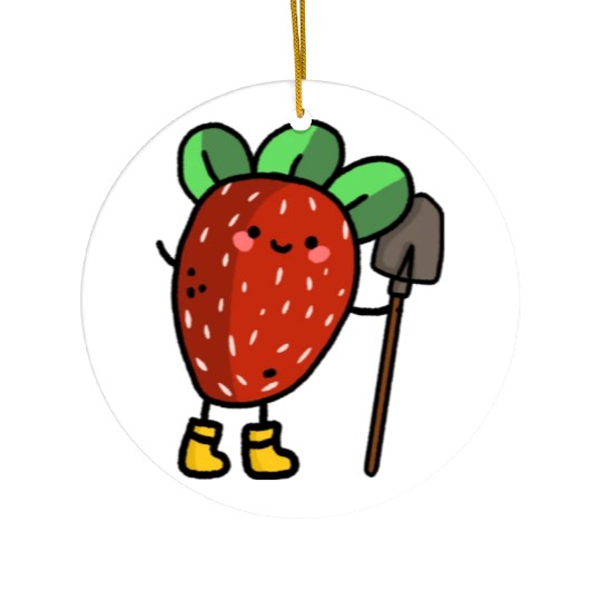 Cute Little Farmer Strawberry Design Ceramic Ornaments