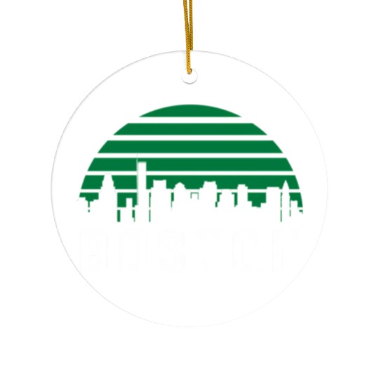 Boston Massachusetts Cityscape Green Ceramic Ornaments