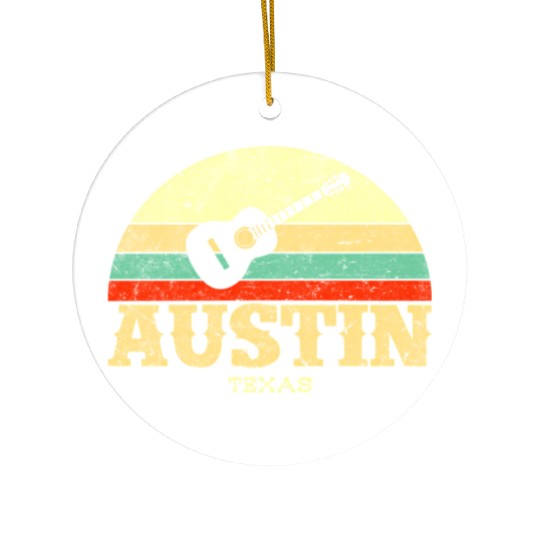 Austin Texas Guitar Lone Star State Ceramic Ornaments