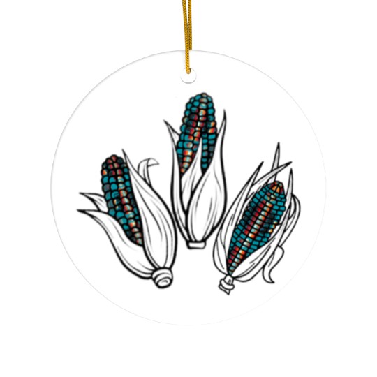 Native American Turquoise Corn Tribal Pattern Ceramic Ornaments