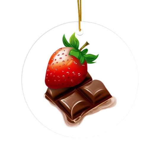 Melting Strawberry Chocolate - Sweet Dessert Ceramic Ornaments