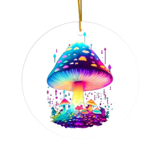 Enchanting Fungi: A Neon Wonderland Ceramic Ornaments