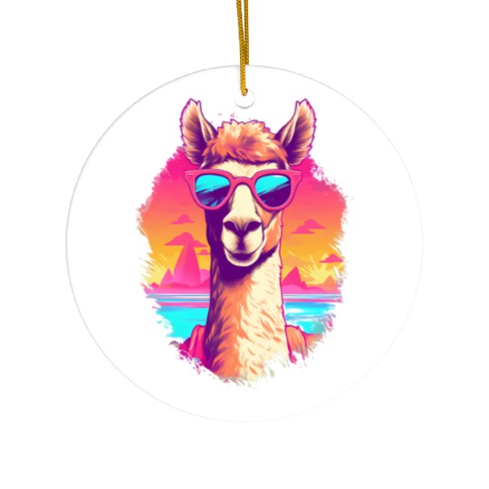 Funny Alpaca with Sunglasses - Alpacatude Ceramic Ornaments