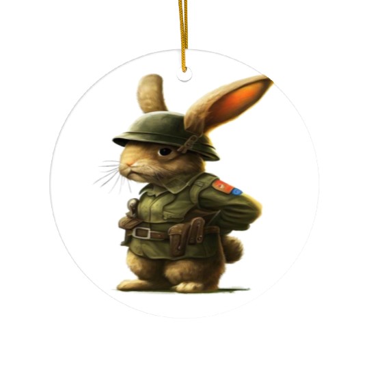 Courageous Bunny Soldier Ceramic Ornaments