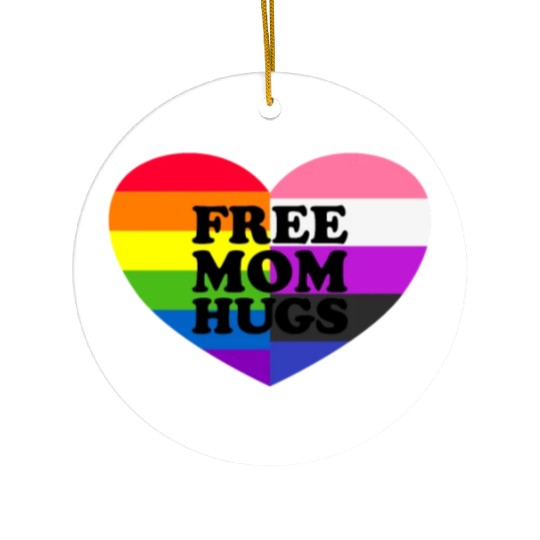 Free Mom Hugs Gay Pride Genderfluid Flag Ceramic Ornaments