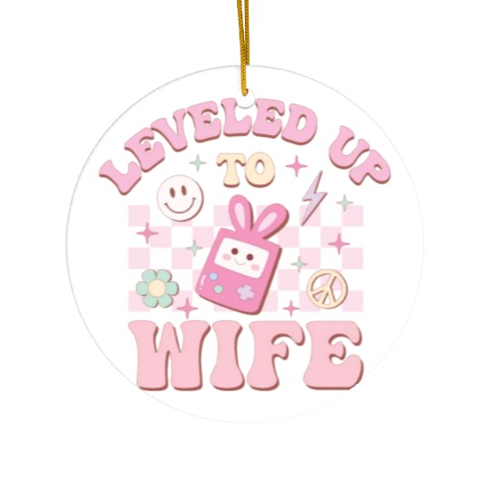 Leveled Up To Wife, Happy Game Day Ceramic Ornaments