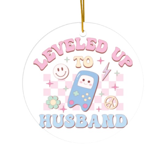 Leveled Up To Husband, Happy Game Day Ceramic Ornaments