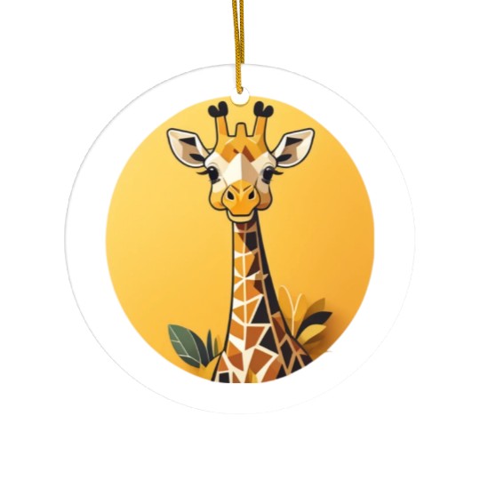 Smiling Giraffe in the Savanna Ceramic Ornaments