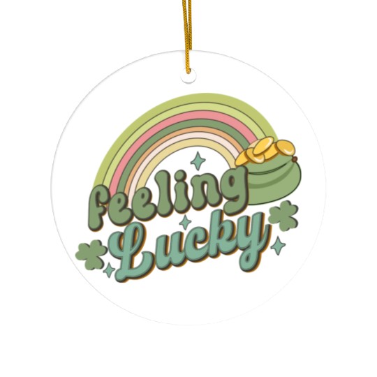 Feeling Lucky Saint Patricks Day Rainbow quote Ceramic Ornaments