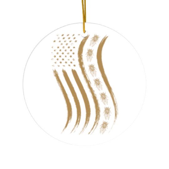 Cicada Line In Waving Distressed Us Flag For Ceramic Ornaments