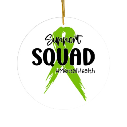 Support Squad Mental Health Awareness Lime Green Ceramic Ornaments