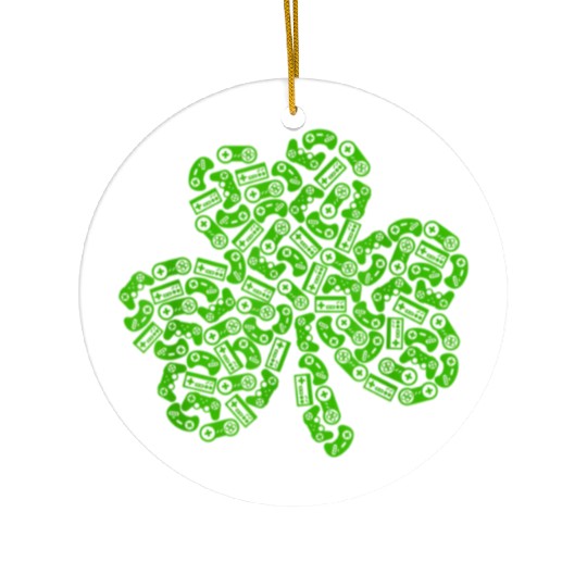 Gamer Game Shamrock St Patricks Day Irish Ceramic Ornaments