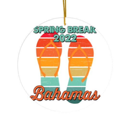 Spring Break Bahamas Beach 2022 Flip Flops Ceramic Ornaments
