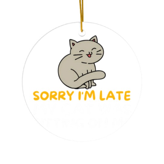 Sorry I'M Late My Cat Was Sitting On Me Kitten Ceramic Ornaments