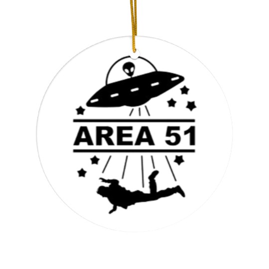 Area 51 Black And White Spaceship Abducter Ceramic Ornaments