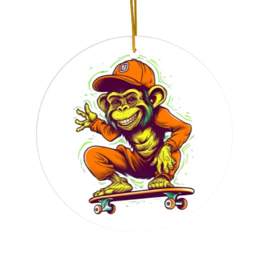 Monkey on Skateboard Skater Skateboarding for Ceramic Ornaments