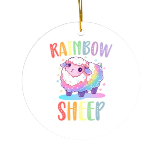 Rainbow Sheep LGBTQ Transgender Pride Community Ceramic Ornaments