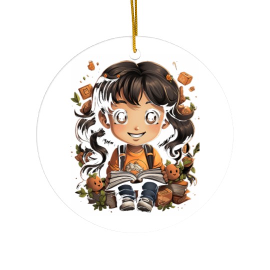 Back to School Pre-K Kindergarten Student Chibi Ceramic Ornaments