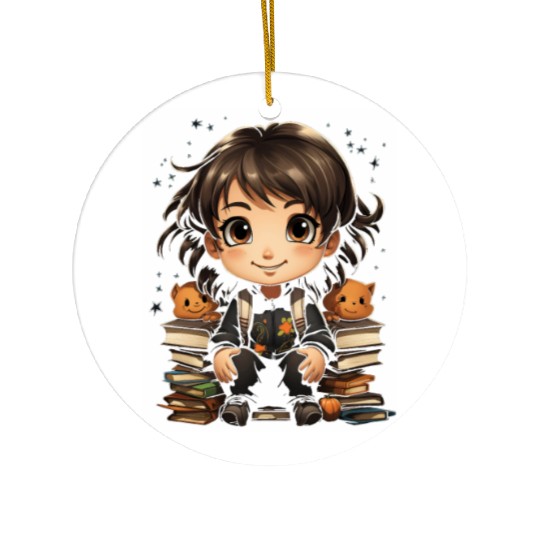 Back to School Pre-K Kindergarten Student Chibi Ceramic Ornaments