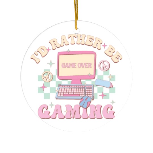 I'd Rather Be Gaming, Happy Game Day Ceramic Ornaments