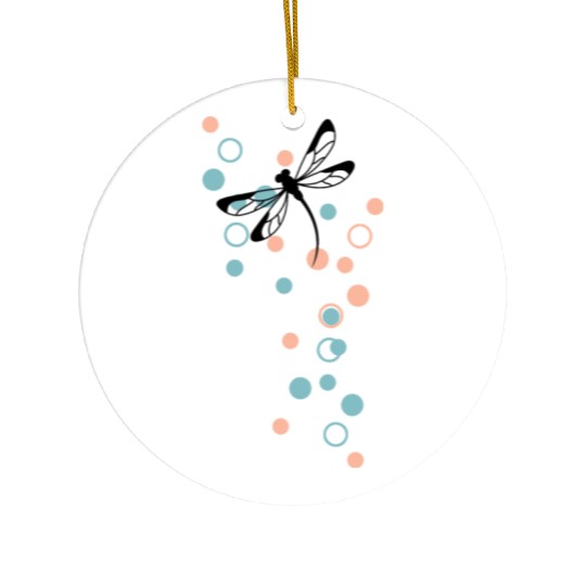 Dragonfly and dots Ceramic Ornaments