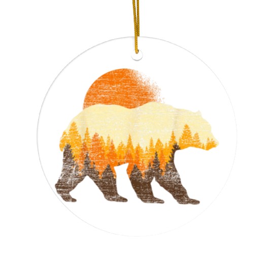 Full Moon Trees Wildlife Forest Bear Lover Ceramic Ornaments