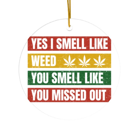 Yes I Smell Like Weed Retro Flag Ceramic Ornaments