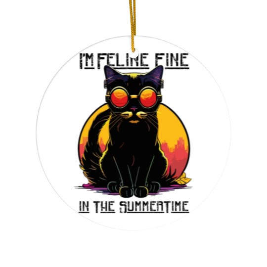 FELINE Fine | Cat Lover Summer Animal Beach Party Ceramic Ornaments