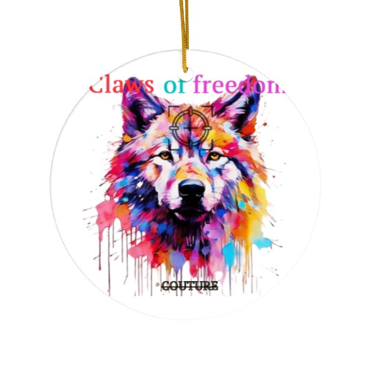 Lone Wolf in Multicolor Ceramic Ornaments