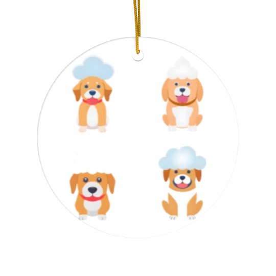 4 Dogs with Cloud - Unique for Dog Lovers Ceramic Ornaments