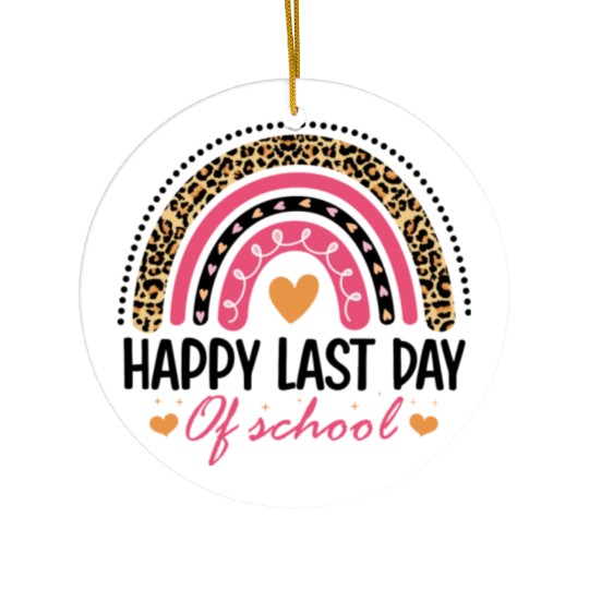 Leopard Rainbow Last Day Of School Teacher Ceramic Ornaments