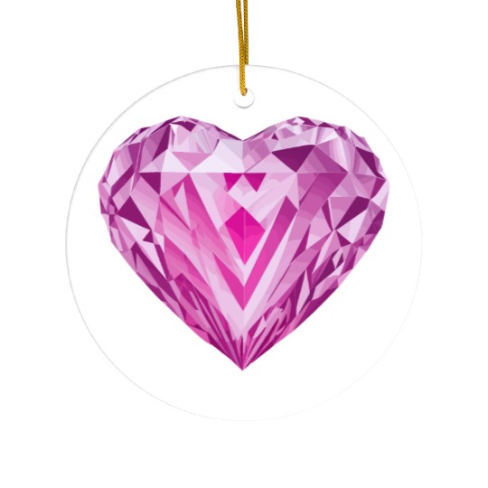Glossy pink diamond heart Ceramic Ornaments