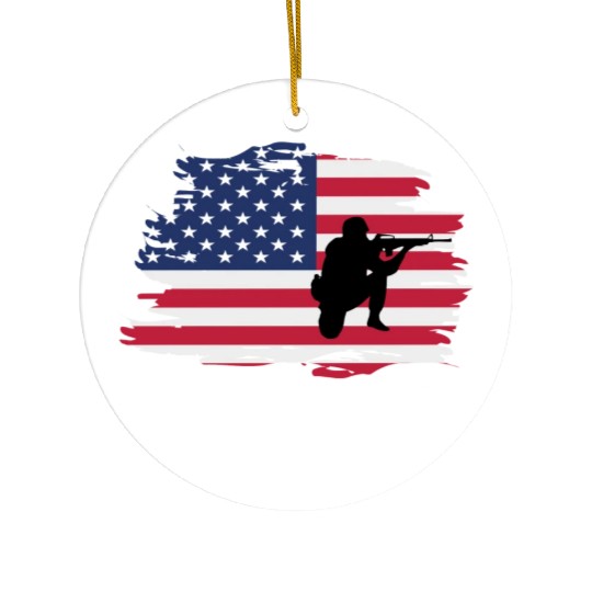 Thank You Us Flag Memorial Day Ceramic Ornaments