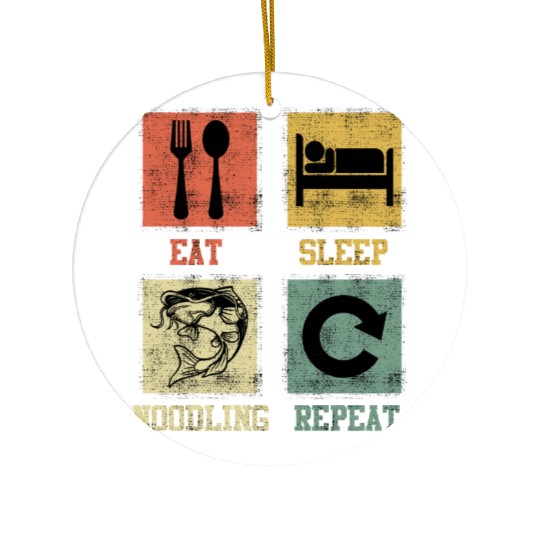 Catfish Fishing Eat Sleep Noodling Repeat Ceramic Ornaments