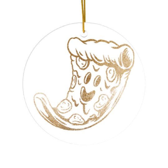 Golden pizza slice Ceramic Ornaments