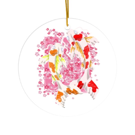 Sakura Koi Fish Gift Cherry Blossom Koi Carp Ceramic Ornaments