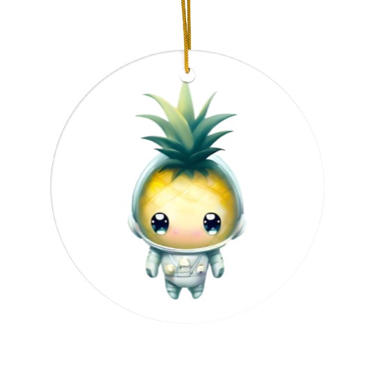 Kawaii astronauts pineapple Ceramic Ornaments