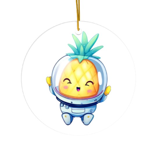 Kawaii astronauts pineapple Ceramic Ornaments