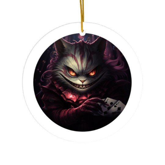 Cheshire Cat Playing Cards Ceramic Ornaments
